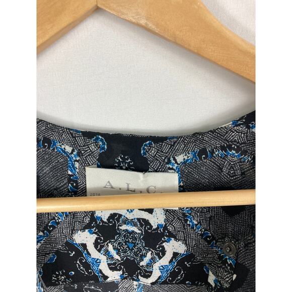 A.L.C Abstract Print Silk Sleeveless V Neck Blouse Size XS - Picture 4 of 6